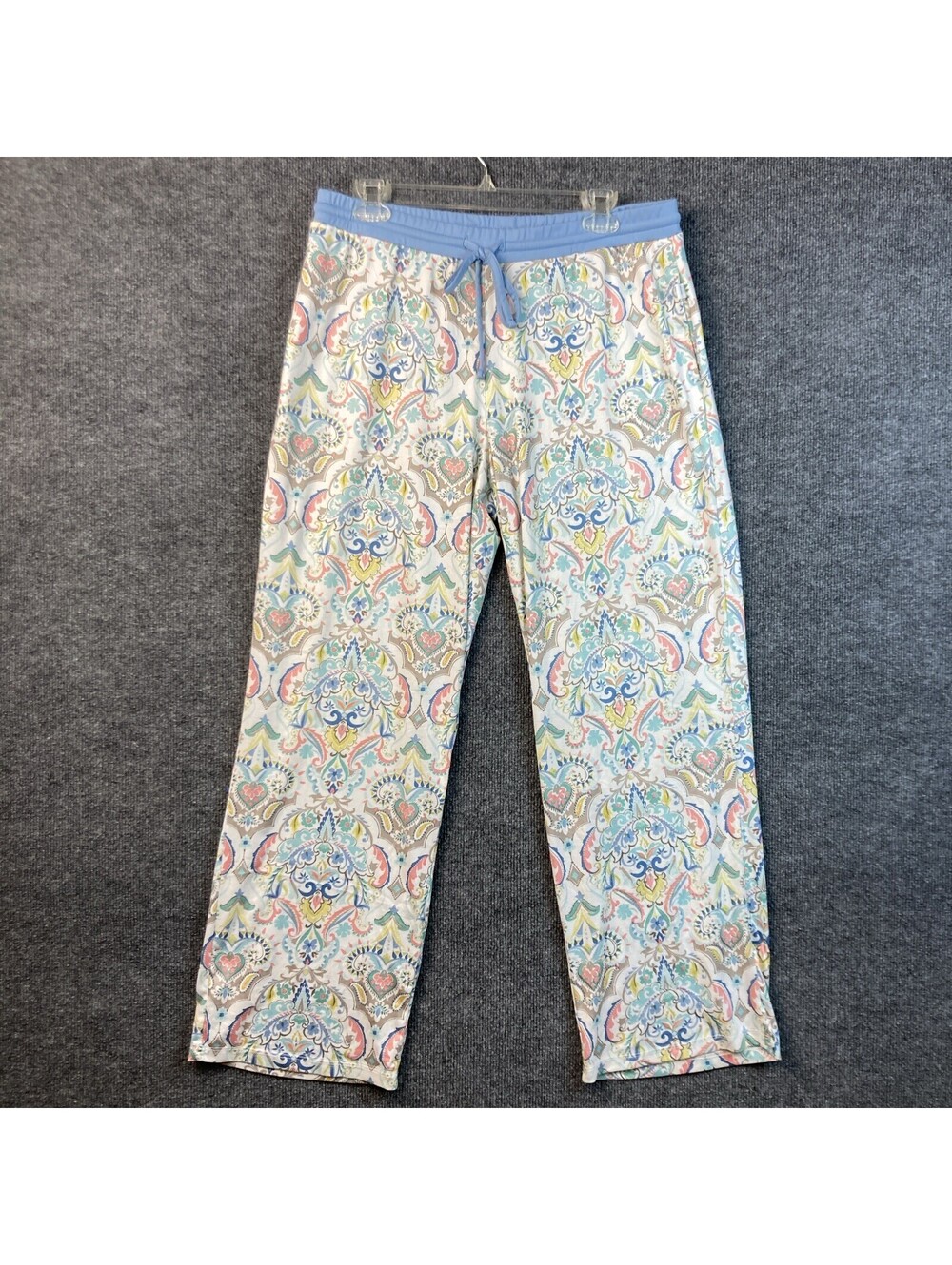 Echo Womens Size Medium White Blue Pattern Pajama Sleepwear Lounge Pants EUC